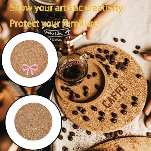 10 Pack Round Corks Coasters, Reusable Coffee Coaster, 4" Cork Coaster, Drinks Corks Coasters for Kitchen Office Home Bar thumbnail 4