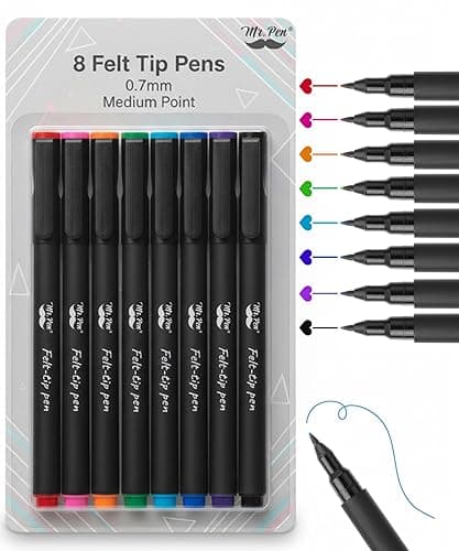 Mr. Pen- Felt Tip Pens, Assorted Colors, 8 Pack, 0.7mm - Image 1