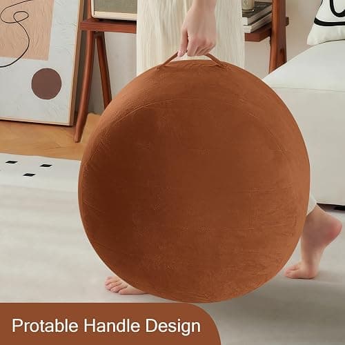 MeMoreCool Round Stuffed Pouf Ottoman Foot Rest, Floor Pouf Foot Stool with Soft Foam Chunk Filling, Small Round Ottoman Footstool Circle Footrest for Living Room, Coffee thumbnail 8