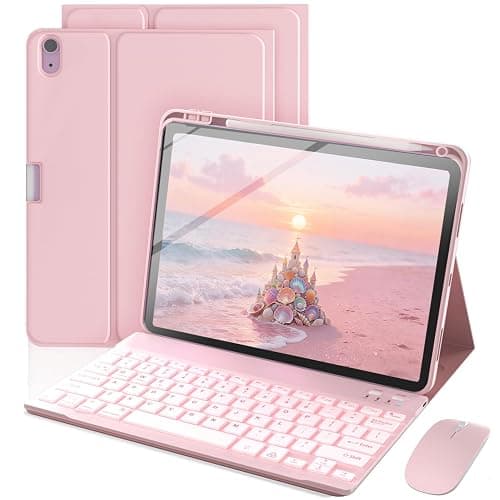 Keyboard Case for iPad A16 11th Generation 2025 / 10th Generation 2022, Mouse and 7 Colors Backlit Detachable Keyboard, Adjustable Stand Built in S Pen Holder, Auto-Sleep/Wake Feature, Pink - Image 1
