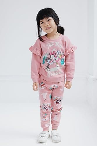 Disney Girls' Fleece Sweatshirt and Pants Set for Baby & Kids | 2-Piece Coordinated Set, Soft Fleece Fabric, Ribbed Collar and Cuffs, Comfortable Pull-On Pants thumbnail 2