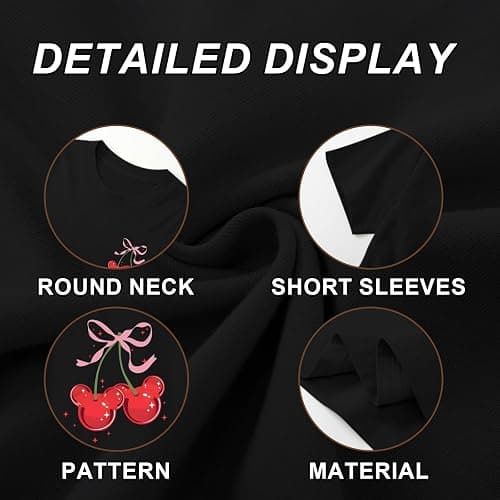 Vieawfi Magic Kingdom Shirts for Girls Bow Cherry Graphic Cute T Shirt Kids Toddler Holiday Vacation Trip Tees Preppy Tops thumbnail 7