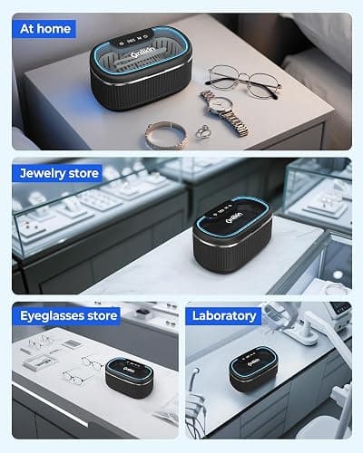 onlikin 35W Ultrasonic Jewelry Cleaner, 45KHz Retainer Cleaner for Jewelry, 5 Timer & 3 Power Modes, Eyeglasses, Rings, Watch Strap, Dentures - 20oz, 304 Stainless Steel Tank, Quiet <38dB (Black) thumbnail 6