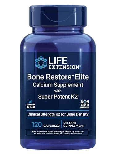 Life Extension Bone Restore Elite Calcium Supplement with Super Potent K2, Calcium, Vitamin D3, Magnesium, Boron, zinc, Vitamin K2, for Bone Health, Gluten-Free, Non-GMO, 120 Capsules - Image 1