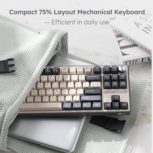 RK ROYAL KLUDGE R87 Pro Wired Mechanical Keyboard with Hot Swappable Knob 75% RGB Backlit Gaming Keyboard 88 Keys TKL Gasket Mounted with QMK/VIA and Linear Creamy Switch thumbnail 4