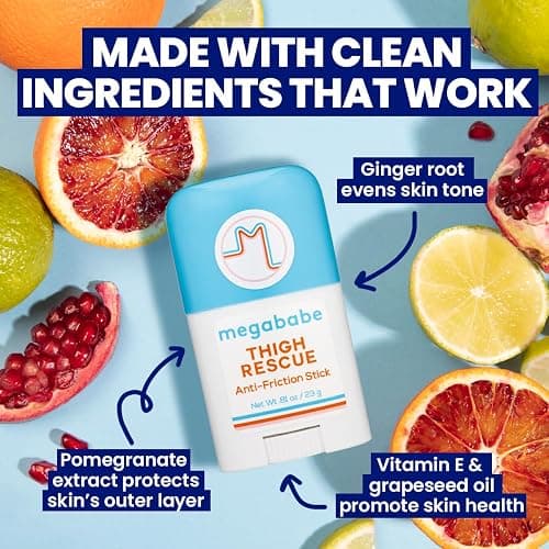 Megababe Thigh Rescue Anti-Chafe Stick Mini | Travel size, great for on-the-go | Prevents skin chafe & irritation | Thighs, arms, bra-lines & more thumbnail 3