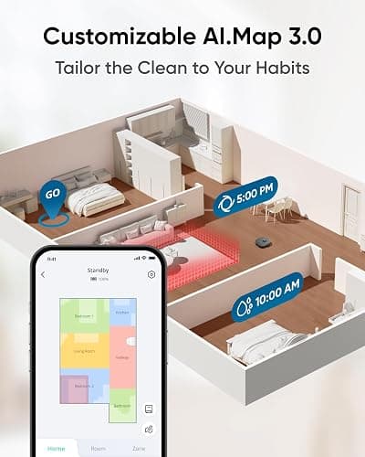eufy X10 Pro Omni Robot Vacuum Cleaner With Mop, Incredible Suction, Dual Mops with 12 mm Auto-Lift and Carpet Detection, AI Obstacle Avoidance, Auto Mop Washing&Drying, Self-Emptying, Self-Refilling thumbnail 7