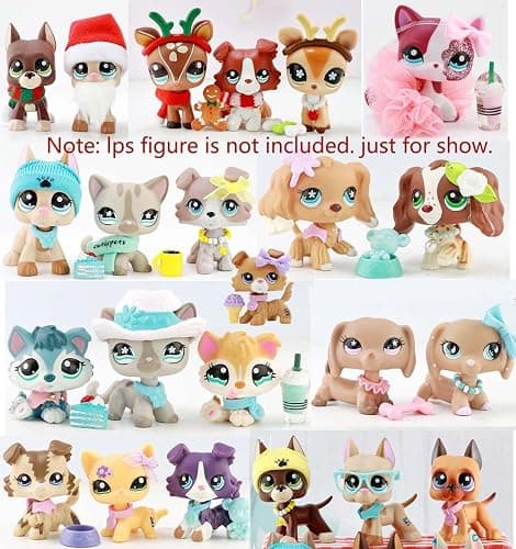 Accessories Pack Lot (Random 12 PCS) Laptop Hat Glasses Wings Clothes Bow Skirt Collar Food and Drink for LPS Shorthair Cat and Collie Dachshund Cocker Spaniel Husky Puppy Dog LPS Deer Figure thumbnail 2