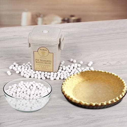 FurRain Ceramic Pie Weights Reusable 10mm Baking Beans Pie Crust Weights Natural Ceramic Stoneware with Wheat Straw Container thumbnail 6