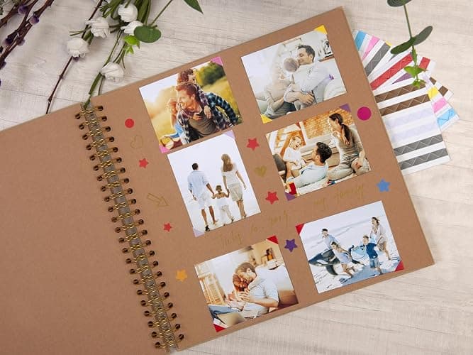 potricher 12 x 12 Inch Large DIY Scrapbook Photo Album 80 Pages Thick Kraft Blank Yellow Paper Memory Book for Wedding and Anniversary Family (Yellow, 12 Inch) thumbnail 2