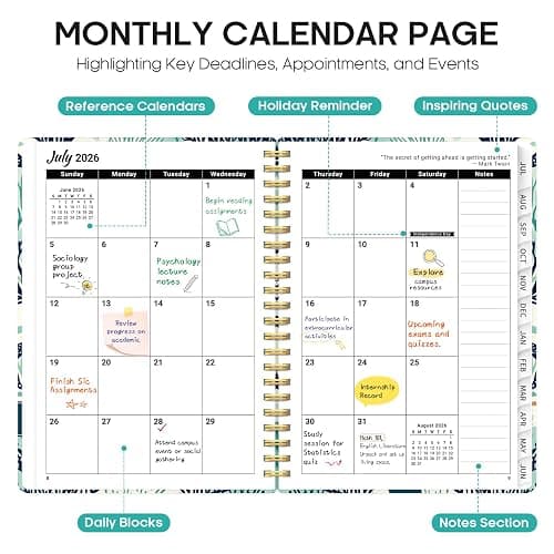 Taja Planner 2026-2027, Jul 2026-Jun 2027 Monthly & Weekly Calendar Planner | 8.5" x 11", Hardcover Academic Calendar, Teacher Student Agenda Book with Tabs, School Office Supplies, Drifting Whales thumbnail 4