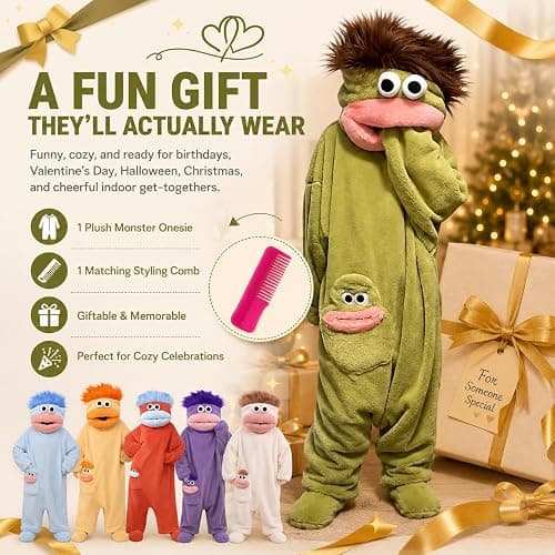Fuzzy Fangs Pajamas Plush Monster Onesie, Big Mouth Monster Onesie,Cozy Home Loungewear,Soft Fabric,Long thumbnail 8