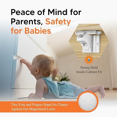 TREZUMA Magnetic Cabinet Locks Baby Proofing (20 Locks + 2 Keys) – Child Proof Cabinet Locks with Easy Adhesive Installation – Child Safety Locks for Kitchen, Cabinets & Drawers with Optional Screws thumbnail 3