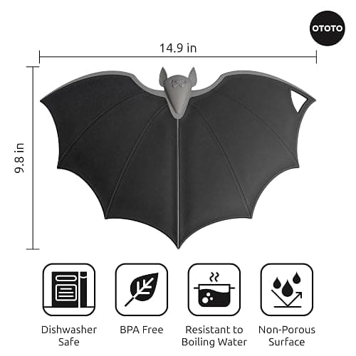 OTOTO Cutting Board - Wooden & Plastic Cutting Boards for Kitchen, Fun & Spooky Kitchen Gadgets, Housewarming & Goth Gifts, Dishwasher Safe (Bat, Plastic) thumbnail 3