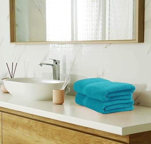 Utopia Towels 8 Piece Premium Towel Set, 2 Bath, 2 Hand, and 4 Wash Cloths, 600 GSM 100% Ring Spun Cotton, Highly Absorbent Towels for Bathroom, Gym, Hotel, and Spa, Teal thumbnail 6