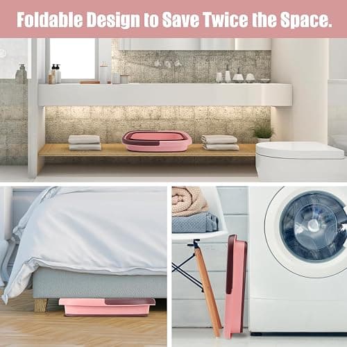 Foot Bath Collapsible Foot Soak Tub,Beinilai Collapsible Foot Bath Basin,Multifunction Plastic Basin with Handles,Foot Tub for Soaking Feet-Pink thumbnail 7