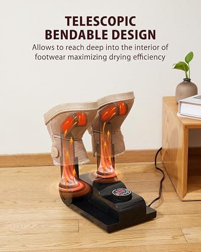 FORLIM [Upgraded Temperature Control] Boot Dryer for Work Boots - Shoe Dryer with 24-Hour Delay Timer, Portable Glove Dryer & Boot Warmer, Automatic Shut-Off Timer, Folding Design, Smart Panel, Black thumbnail 7