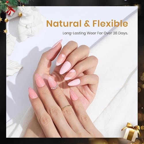 Beetles Gel Nail Extension Kit Almond Shape, Easy 9 in 1 Glue Uv Led Set Etch X Nail Tips Short Almond Half Matte Tips, Gift for Women & Girls, 504 pcs thumbnail 2