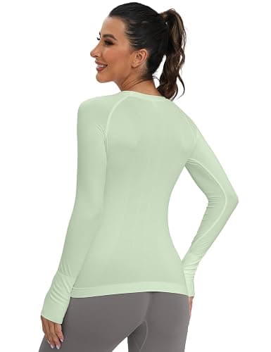 MathCat Workout Seamless Shirts for Women Long-Sleeved Yoga Running Breathable Thumb Holes Tops thumbnail 4