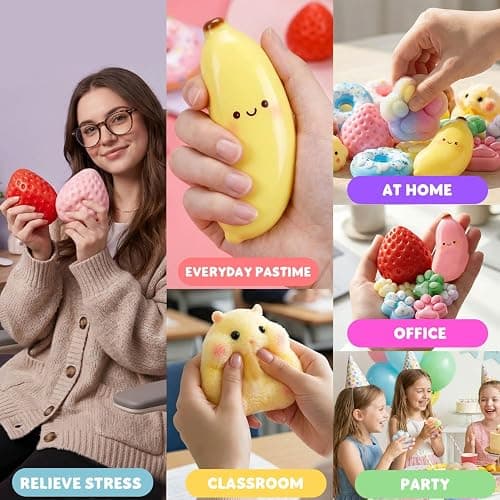21Pcs Taba Toys Pack - Big Squishy Fidget Stress Relief Squeze Toys Kit, Includ Animals, Strawberry, Paw, Banana, Donut, Hamster, Chick, Cute Squishies Squishys Birthday for Girls Kids thumbnail 4