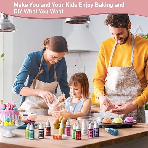 Lebensmittelfarbe Flüssige Set,18 Farben x 10ml Lebensmittel Farben,Hochkonzentriert Lebensmittelfarbstoff für Kuchen Backen,Kekse,Macaron,Tortendeko,Osterei,Fondant,Teig,DIY Slime,Seifen,Backzubehör thumbnail 6