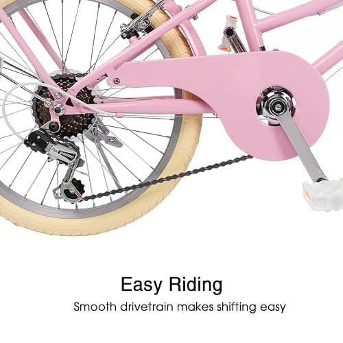 Glerc 20 24 26 Inch Beach Cruiser Bike, 6-Speed Hybrid City Bicycle for Girls Youth and Over 6 Years Old, Missy Bike with Wicker Basket & Lightweight, Multiple Colors thumbnail 6