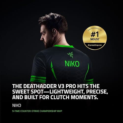 Razer DeathAdder V3 Pro Wireless Gaming Mouse: 64g Lightweight Ergonomic - 30K DPI Optical Sensor - Gen-3 Optical Switches - 8 Programmable Controls - Up to 90 Hr Battery - White thumbnail 2