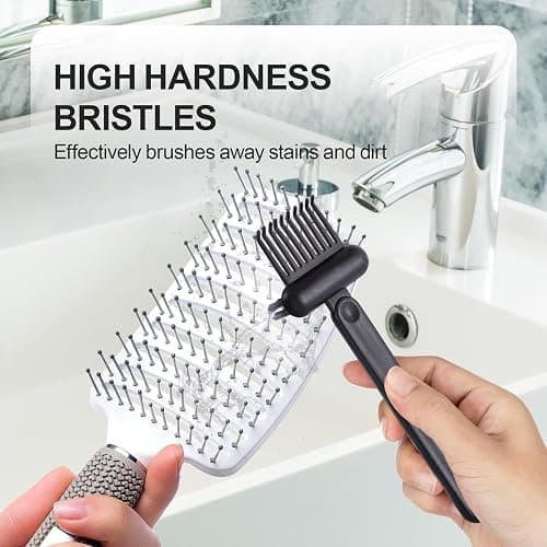 Jurrissa 2 Pack Hair Brush Cleaning Tool, 2-in-1 Cleaner Tool, Portable Cleaning Tool Set for Brush Comb Keyboard, Remover Rake for Removing Hair Dust, Home and Salon Use(White&Black) thumbnail 4