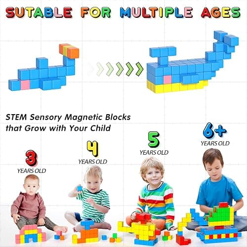 42PCS Magnetic Blocks, Gifts for 3 4 5 6 Year Old, Magnet Building Blocks for Toddlers, Girls & Boys, Sensory - Montessori - Autism - Magnetic Toys for Kids Ages 3-5 4-8 thumbnail 3