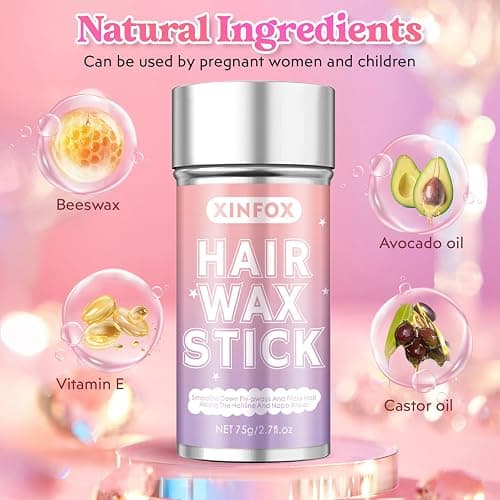 Hair Wax Stick, Slick Back Hair Brush, Wax Stick for Flyaways, Rat Tail Comb Edge Brush Styling Tool Set Accessories for Women Girls(Pink) thumbnail 6