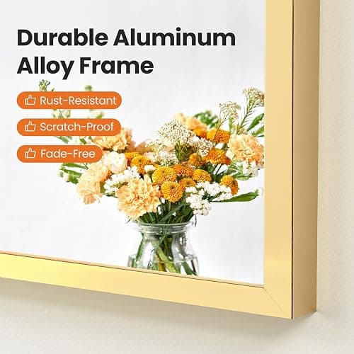 Sweetcrispy 24"x36" Arched Gold Bathroom Mirror Wall Mounted Vanity Metal Frame Mirror for Bedroom, Entryway, Living Room thumbnail 6