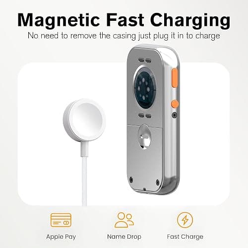 TechPod RePod Aluminum Case for Apple Watch Series S4/5/6/SE, Transform Watch into Retro Music Player, 44mm CNC Metal Protective Cover with Functional Click Wheel (Silver) thumbnail 7