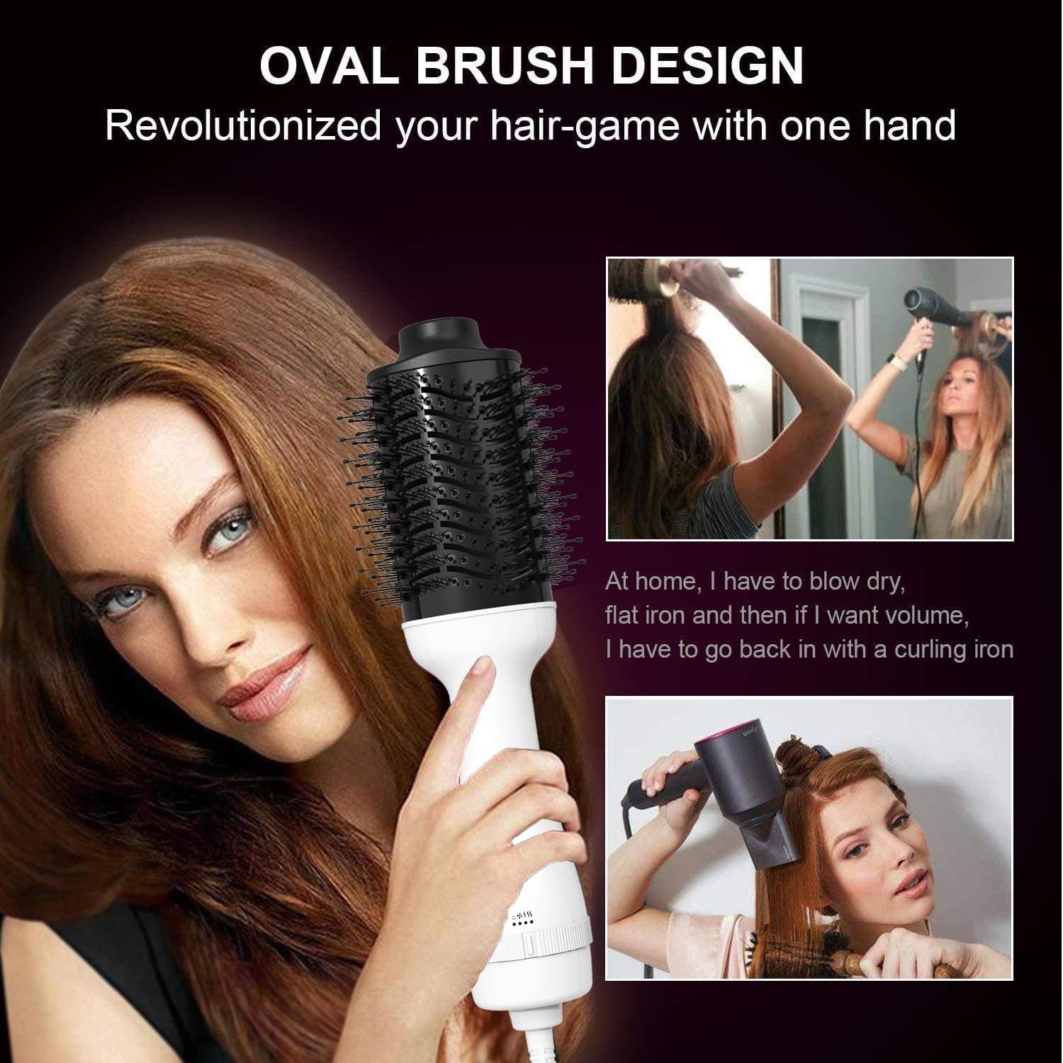 AU Plug Blowout Brush, 1200W One Step Hair Dryer & Hair Brush & 75mm Oval Shape Hair Styler & Volumizer 4-in-1 Hot Air Brush Negative Ion Blow Dry Brush for Smooth Frizz-Free Results for All Types (White) thumbnail 5