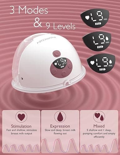 Momcozy M5 Hands-Free Wearable Breast Pump, Double-Sealed Flange for Baby-Like Comfort, 3 Modes & 9 Suction Levels, Portable Electric Pump – 24mm, 2-Pack Cozy Red thumbnail 5