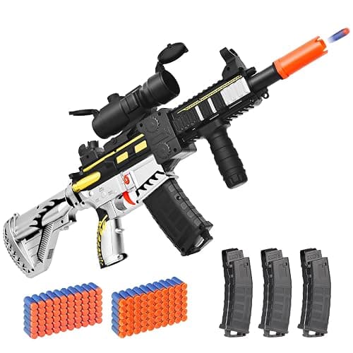 Realistic Toy for Nerf Guns Dart - Electric Sniper Rifle with Scope 120 Soft Bullets 3 Magazine, Automatic Foam Blaster for Boy Age 8-12 Years Old, Indoor Outdoor Present for Adult Kid Holiday - Image 1