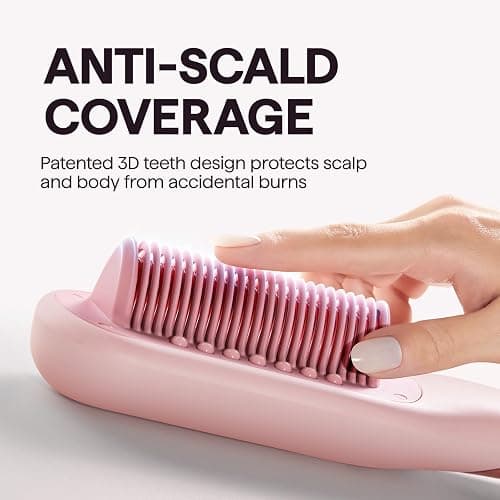 Wavytalk Pro Steam Hair Straightener Brush, Steamline Pro 3 in 1 Straightening Brush, Steam Reduces Damage, Nourishes Hair, and Expedites Straightening - Pink thumbnail 7