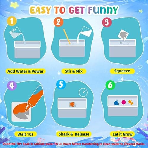Magic Water Elf Toy Kit– 20 Magic Gels (2 Glow-in-The-Dark) & 18 Sea Creature Molds, DIY Aqua Fairy Water Gel Crafts Toy, Make Water Pets & Squishy Figures, Fun Birthday Gift for Kids Ages 3+ thumbnail 8