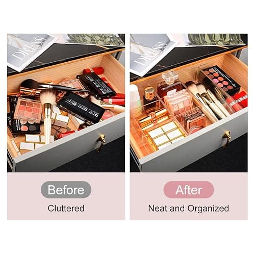JessLab Acrylic Organizers, Bathroom Organizer for Drawer, Cosmetic Display Cases for Vanity, Countertop, Desk, Kitchen, and Makeup Storage, 3-Section thumbnail 4