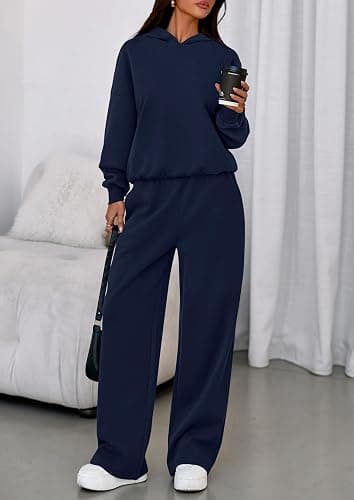 PRETTYGARDEN Womens Sweatsuits 2 Piece Set 2025 Casual Winter Long Sleeve Hoodie Loose Wide Leg Sweatpants Fall Tracksuit thumbnail 5