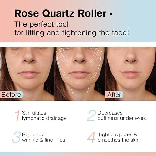 Raffaello Jade Roller - Natural Pink Facial Roller, Redness Reducing Massager for Face, Eyes, Neck - Rose Quartz thumbnail 3