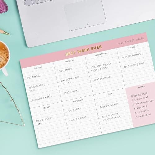 Sweetzer & Orange Weekly To Do List Pad. Gold Foil 7 days Planner with Daily Roadmap Agenda Squares. 7x10” Day Workbook 2025 - Student Blueprint, Work Manual, and Checklist Note Pad thumbnail 4