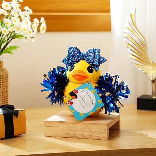Lenwen Cheer Duck Gift with Pom Poms Bow 8 Inch Duck Plush Senior Cheerleader Gifts Team Support Gift for Senior Night Gifts Cheer Competition Day Must Have thumbnail 6