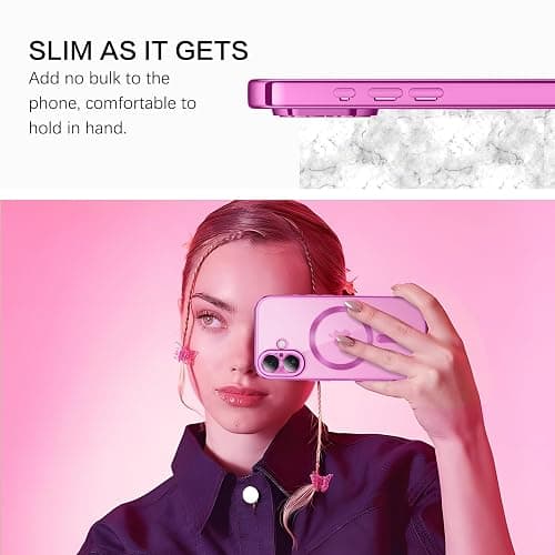 DUEDUE Magnetic Case for iPhone 16 Case Compatible with MagSafe Crystal Clear Phone Case iPhone 16 Slim Shockproof Protective Cover for iPhone 16 Phone Case 6.1 inch Pink thumbnail 8