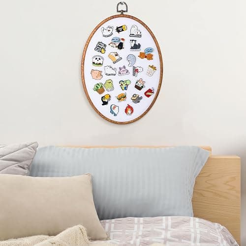 Yalikop Pin Display Board Fabric Enamel Pin Boards for Wall 11.4 x 8.6 in Wall Hanging Oval Brooch Earrings Necklace Jewelry Holder Organizer Display Storage for Home Christmas Holiday (White) thumbnail 5