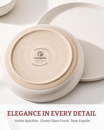 famiware Milkyway Pasta Bowls Set of 4, 8.5" Large Salad Bowls, Double Reactive Glaze, Sturdy & Stackable, Ideal for Housewarming, Festivals, Matte White thumbnail 5