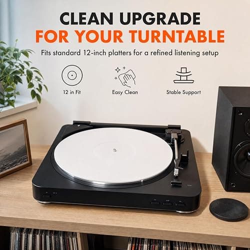 QWORK® Tapis de Platine Vinyle Acrylique 30cm, Blanc Épaisseur 4mm Tapis pour Basses Définies et Résonance Réduite thumbnail 3