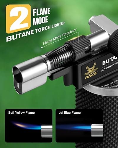 RAVS Butane Torch Lighter, DUAL Flame Mode Kitchen Torch, Refillable Cooking Torch Gun, Creme Brulee Torch Lighter, Blow Torch for Cooking, Welding, Mini Torch Soldering Torch, Butane is Not Included thumbnail 4