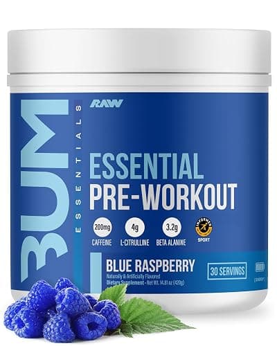 RAW Nutrition - Essential Pre - Chris Bumstead Pre Workout Formula, Sports Nutrition Pre-Workout Powders | Men & Womens Drink, Energy Powder for Working Out (Blue Raspberry) - Image 1