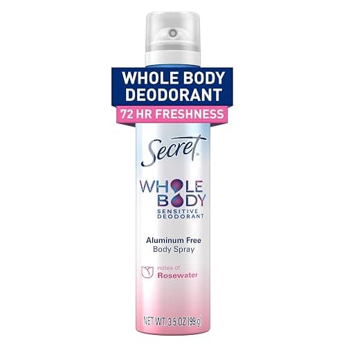 Secret Whole Body Deodorant for Women, Rosewater Scent, Aluminum Free Deodorant Spray, 72 HR Odor Protection, 3.5 oz - Image 1