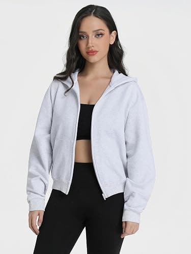 Abonlen Zip Up Hoodies for Women Fleece Jacket with Pockets Casual Sweatshirts Comfy Fall Coats thumbnail 2